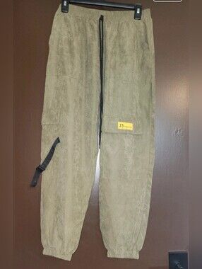 SHEIN Olive Green Cargo Joggers with Black Drawstring
